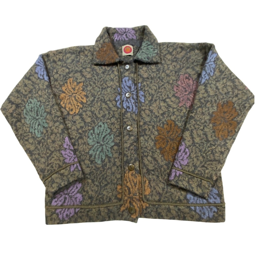 Handloomed 100% Alpaca Floral Cardigan Sweater Jacket Women S Millma Bolivia
